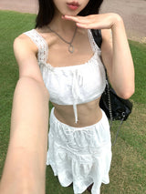  Garden Ethnic Lace Bustier & Long Maxi Skirt 2PCS SET (Ivory)