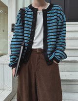 ヘアリーストライプカラーマッチングカーディガン