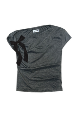 ドレープドツイストリボンTシャツ (CHARCOAL)