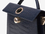 LAZEL MINI CROC shoulder leather bag / Wani Navy