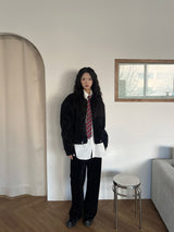 シャイニングベルベットブラックバンディングロングトレーニングパンツ (Black)