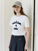 MAISON DE ROLA エンブロイダリーTシャツ WH+NV