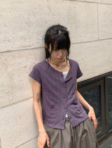 Musec Vintage Slim-Fit Layered Short Sleeve Cardigan