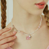 Glitter Double Star Clear Beads Necklace
