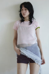 アシンメトリースリーブビーチTシャツ PINK/GREEN