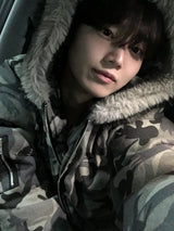 Jean Camo Raccoon Crop Puffer Jacket