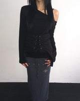 Layered stud long skirt