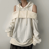 Bart-off shoulder boxy hoodie
