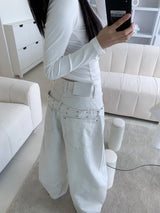 Steel Frame Metal Stud Balloon Fit Wide Long Pants (2 colors)