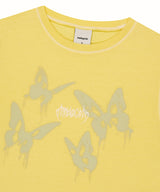 ピグメントバタフライゴスクロップTシャツ_イエロー