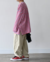 BHNY LOOSE FIT SLIT STRIPED LONG SLEEVE T-SHIRT