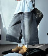 UP SIDE DOWN BACK PATCH CARGO BALLOON DENIM BERMUDA 🩵🖤2COLOR