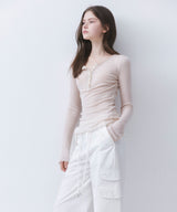SHEER LACE BUTTON T-SHIRT_TT6S204LS