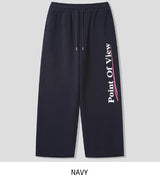 Point lettering brushed wide pants