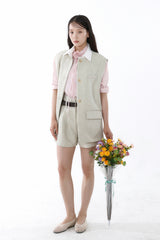 COLLARED SLEEVELESS JACKET_SAND BEIGE