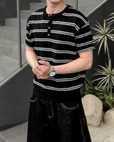 Diron Striped Henley Knit