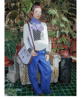 UnsocalNight2025 Original Literary Retro Autumn and Winter プリントブルーストレートマシェパンツ