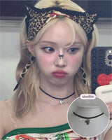[Aespa Winter Necklace] Vintage Heart Locket Choker Necklace - Silver ver.