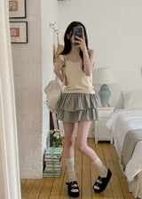 Pure Frill Mini Tiered Skirt Pants (3color)