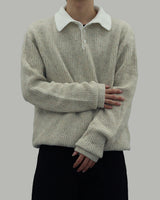 Popping collar knit (Beige)