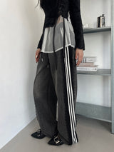 2-WAY lace wide denim training banding long pants (2 colors)