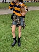 [UNISEX] Perrin ストライプカラスウェットシャツ