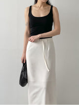 Lara Tweed Belted H-Line Long Skirt