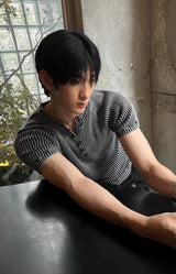 Faded Rib Henley Muscle Tee