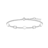 silver cube and pearl bezel rhodium plating + 925 silver bracelet B069-02H