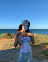 レタリングフラワーキャミソールノースリーブTシャツ
