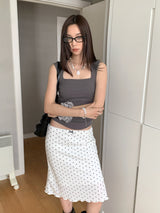 Square Neck Side Shirring V-neck Sleeveless T-shirt