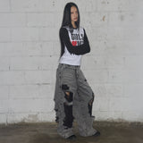 WASHED DAMAGE DENIM PANTS (GRAY) F25ZD979