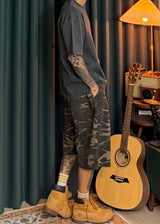 One-Tuck Camo Shorts 