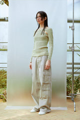 Hole Strap Knit Top (GREEN)