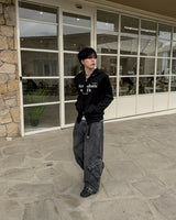 Skull Dart Wide Cargo Denim Pants