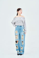 damage denim pants