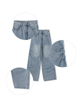 Side rivet wide denim pants(3color)