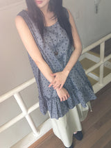 Haril Leaf Shirring Layered Sleeveless Blouse Midi One Piece