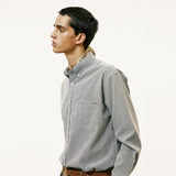 chest pocket tip oxford shirt grey