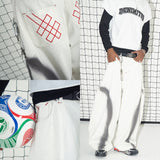 A1 Low Waist Wide Barrel Ladies Jeans - Grain Dual White Spray