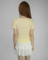 SUGAR SHIRRING SLIM SHORT SLEEVE T-SHIRT