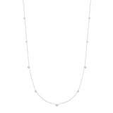 silver bezel cubic station rhodium plating + 925 silver necklace N065-06H