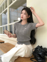 [BELLIDE MADE] Horin Cable Round Short Sleeve Knitwear