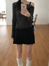 Ribbon One Shoulder Knitwear (4 colors)