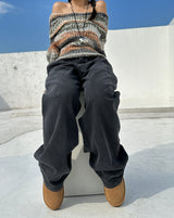 (UNISEX/ S-3XL) BALLOON DARK BLUE WIDE HAREM UNISEX PANTS