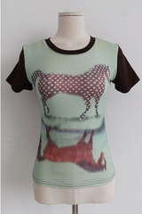 ドット ホース グラフィック スリムTシャツ