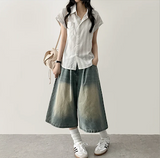 Bronze stripe roll-up short sleeve shirt