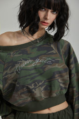 CAMO ONE SHOULDER T-SHIRT