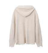 Atonic Lettering Hood Zip-Up Knit