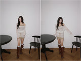 Lace Two-Piece Shirring Layered Dress